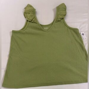 Old Navy Olive Ruffle Tank Top